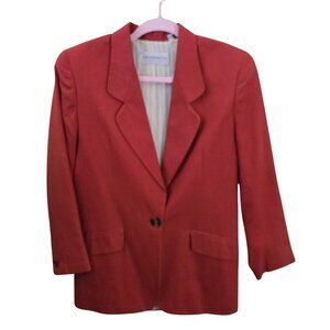 Liz Claiborne Vintage Silk Blend Tomato Red 1 Button Blazer Size 4p